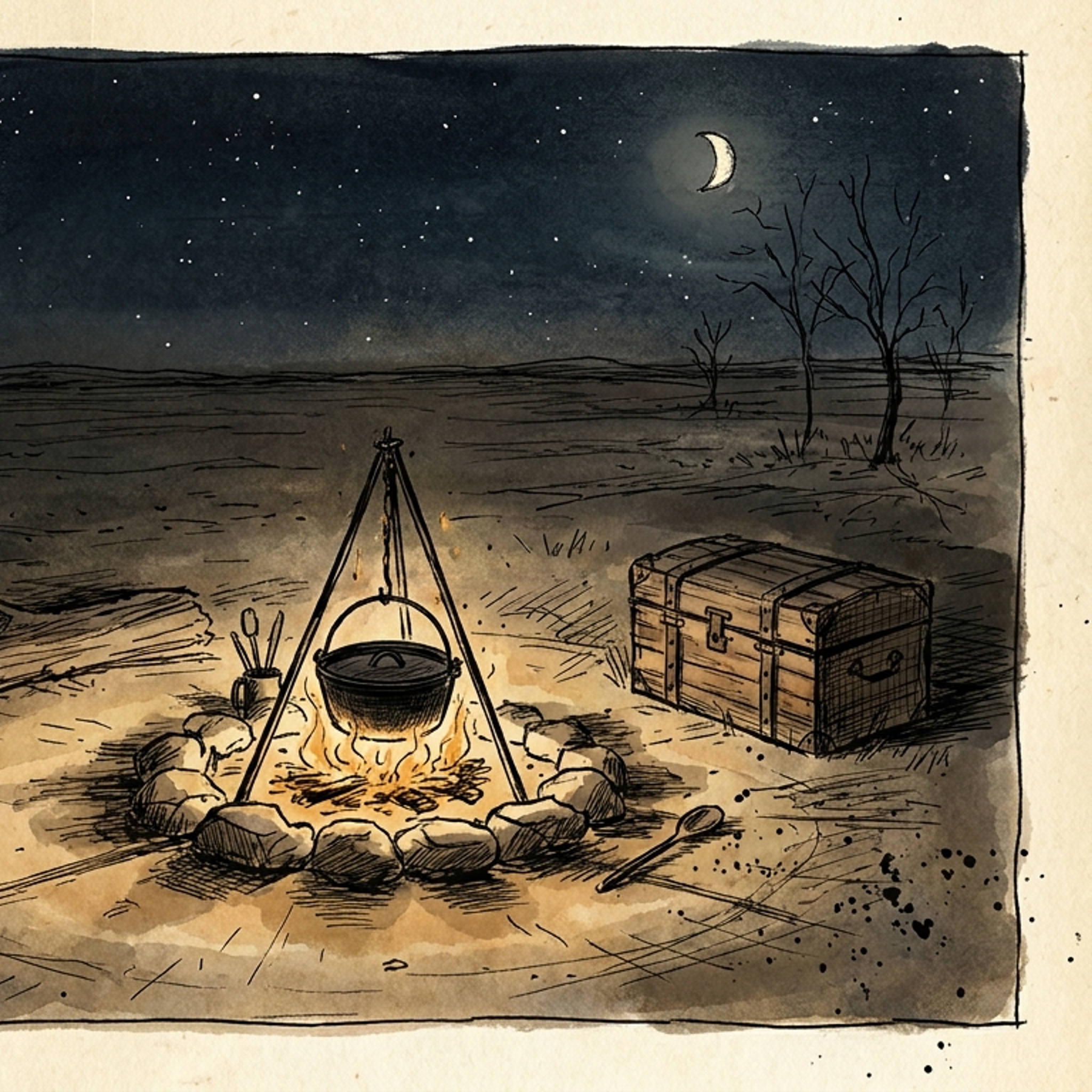 The trail camp at night