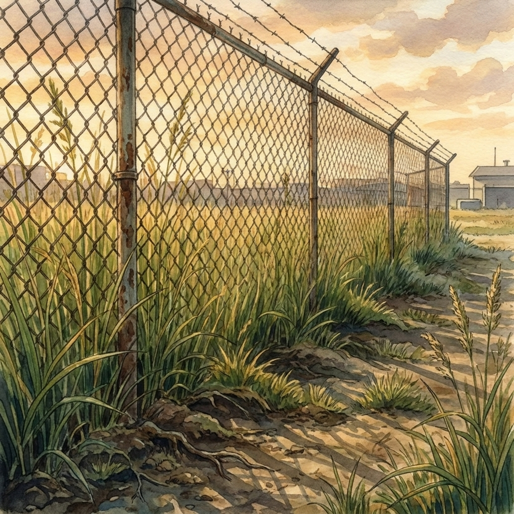 Base fence and tall grass