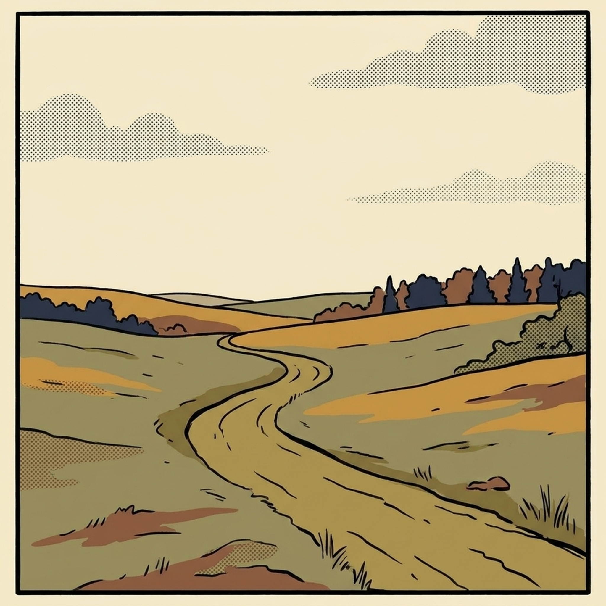 Winding road through scorched hills